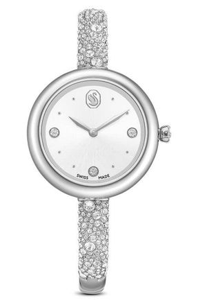 Swarovski Sublima Crystal Pav&eacute; Bangle Bracelet Watch, 28mm in Silver at Nordstrom