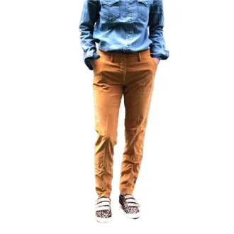 Mason's Broeken, Dames, Geel, S, Katoen, Slim-fit Velours Broek