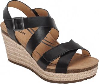 Aetrex Women Anna Wedge In Black Calf Skin