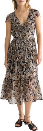Scotch & Soda Print Chiffon Midi Dress in Lucky Bandana Multi Meteorite at Nordstrom, Size 10 Us