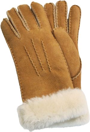 Infinity Leather Womens Genuine Sheepskin Suede Gloves with Fur Cuff
