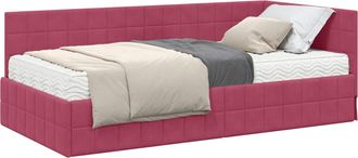 vidaXL Estructura De Cama Esquina Con Colch&oacute;n 2 Uds. Rojo Vino Vidaxl