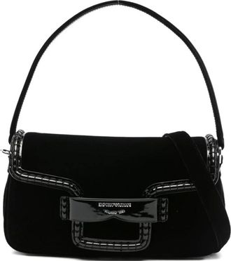 Emporio Armani Tassen, Dames, Zwart, ONE Size, Fluwelen schoudertas met gesp