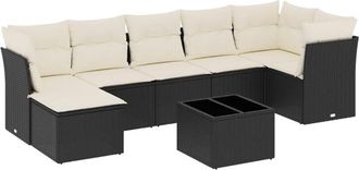 vidaXL Vidaxl - Set De Sof&aacute;s De Jard&iacute;n 8 Piezas Y Cojines Rat&aacute;n Sint&eacute;tico Negro