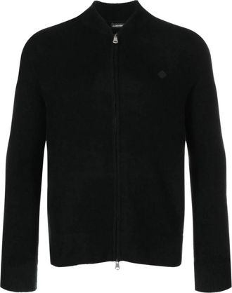 J.Lindeberg Merino Logo Zip Sweater in Zwart - Heren - Vesten - Zwart - S - Nylon - Truien & Vesten