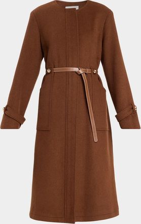 Milly Orly Belted Wool-Blend Coat