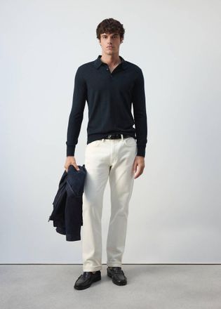 Mango Pullover polo 100% lana maglia sottile navy - Uomo - XXL - MANGO MAN