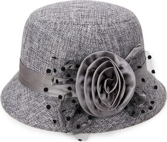 Generic Gardening Visor Women Cloche Bowler Hat Church Wedding Dress Fascinator Hat Winter Visor Large Head (Grey, One Size)