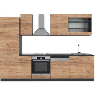 Vicco Mueble De Cocina Fame-line, Oro Power Roble/antracita, 300 Cm Sin Encimera