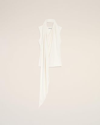 Ami White Jersey Sleeveless Lavalliere Top White - XXS - for Women