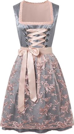 Generic Dirndl for Women Midi Pink Costume Dress Elegant Dirndl Dress Including Lace Apron 2-Piece Vintage Costume Dresses Modern Costume Dresses Bavarian Cos