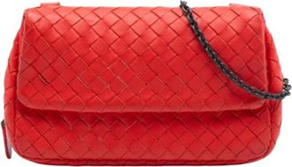 Bottega Veneta Pre-owned Cross Body Bags, female, Red, Size: ONE SIZE Pre-owned Woven Nappa Crossbody Bag
