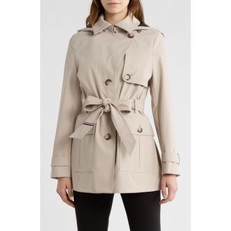 Tommy Hilfiger Water Resistant Belted Trench Coat in Country Ivory at Nordstrom Rack, Size X-Large