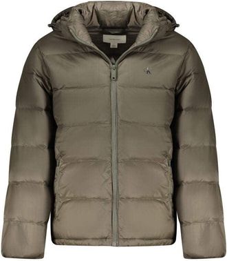 Calvin Klein Mens Nylon Zip Off Puffer Jacket with Hood, Brown (Beluga), M