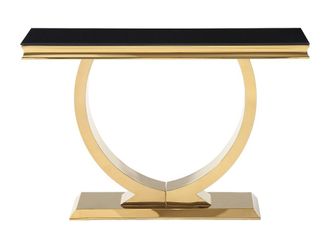 VENTE-UNIQUE.COM Mesa consola cristal negro, dorado