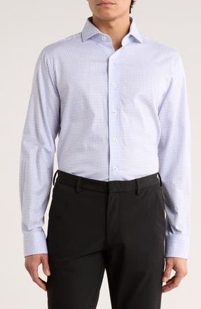 Lorenzo Uomo Trim Fit Textured Stretch Cotton Dress Shirt in Purple at Nordstrom Rack, Size 14.5 - 32