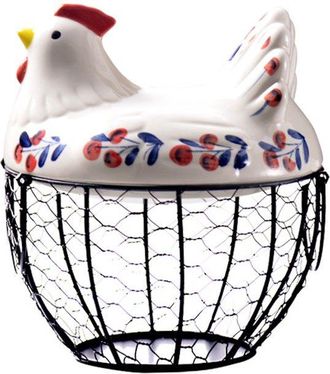 OEM Cesta De Cer&aacute;mica Para Huevos Kippenontwerp. Cesta De Hierro Para 20-25 Huevos, Soporte Para Huevos, Organizador, Cesta Para Huevos