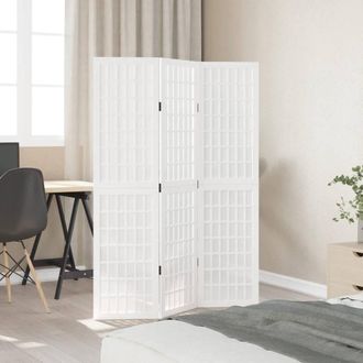 Berkfield Home Room Divider 3 Panels White Solid Wood Paulownia