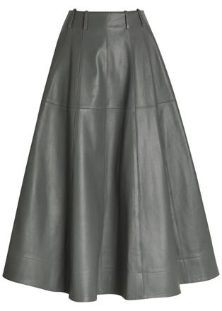 ARMARIUM Fiamma Leather Midi Skirt - Grey - 38 (UK6 / XS)