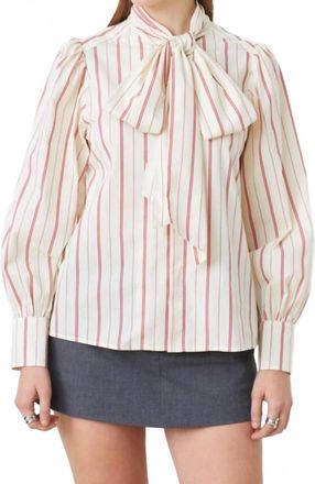 Suncoo Lips Long Sleeve Stripe Top In Rouge