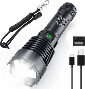 OEM Lampara Led - 90000 Lm - Xhp160 - Zoom Ajustable - Impermeable Ip65 - 5 Modos - Bateria Recargable 18650 - Para Camping Senderismo Emergencias - 1 Uni