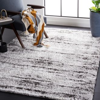 Safavieh Berber Shag Machine Made Area Rug, Grey / Dark Grey Shag / Flokati Style Easy Care