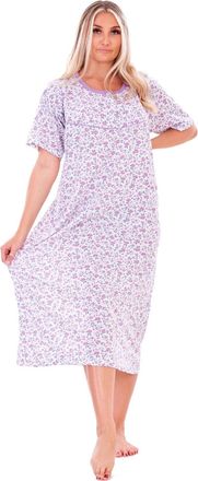 Generic Ladies Thermal Nightdress Nightwear Winter Floral Short Sleeve Buttons Warm