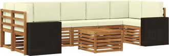 vidaXL Conjunto De Sof&aacute;s De Exterior 8 Uds. Natural Y Crema Vidaxl