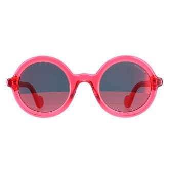 Moncler ML0005 75Z glimmende fuchsia paarse gradiënt gespiegelde zonnebril