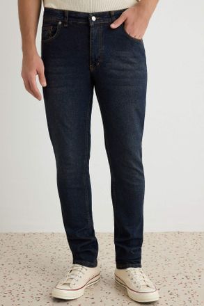 Trendyol MAN Heren Donkerblauw Effen Skinny Normale taille Jeans