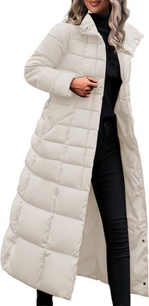 Generic Long Winter Coat for Women Uk - Puffer Quilted Jackets, Padded Thickened Warm Overcoat, Longline Parka, Hooded Windproof Outwear, Ladies Elegant Slim 