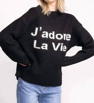 Pink Martini Jadore La Vie Sweater In Black