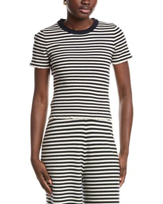 French Connection Stripe Ribbed Top