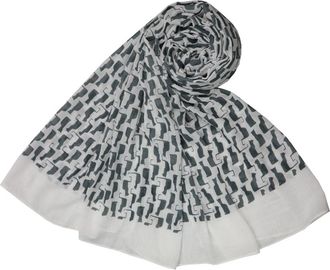 GlamLondon Cats Pattern Scarf Big Size Kitty Cat Animal Printed Women Viscose Mix Wrap (White Grey)