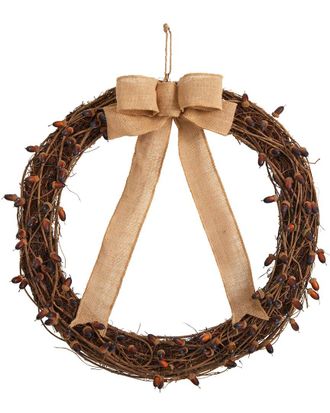 Nearly Natural Fall Acorn & Decorative Bow Autumn Wreath 30in