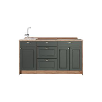 Vicco Cucine Componibili Piccole Fame-line, Verde-oro Rustico, 150 Cm, Pl Rovere, Vicco