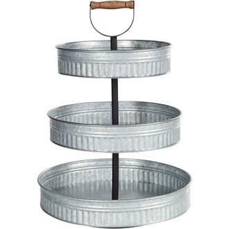 Beliani Beliani - Soporte Para Tartas Elegante De 3 Pisos De Hieero Bandeja Decorativa Para Servir Tallado Plateado Kouign