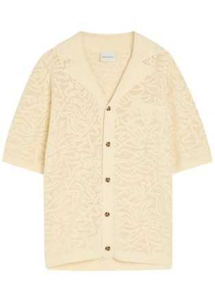 Dr&ocirc;le de Monsieur DR&Ocirc;LE DE Monsieur Chemise Maille Dentelle Cotton-knit Shirt - Off White - XL