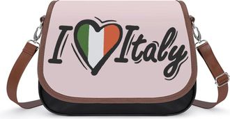Generic I Love Italy Italian Flag Crossbody Bag Womens Handbag PU Message Bags Shoulder Purse with Adjustable Strap