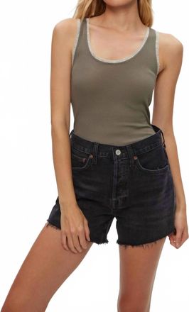 Michael Stars Miley Ribbed Lace Tank Top In Olive