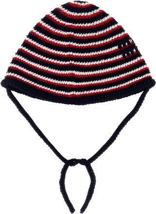 Miu Miu Womens Striped Crochet Bucket Hat Multicolor Cotton