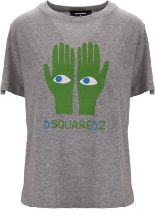 Dsquared2 Graphic T-shirt met ronde hals - Dames - T-shirts - Grijs - S - Katoen - Tops