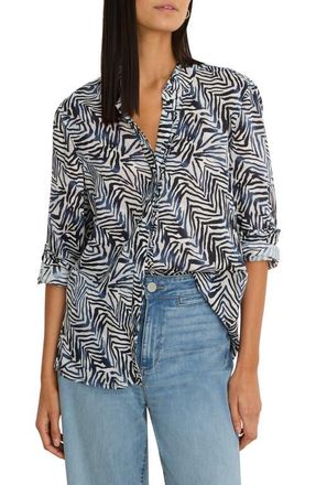Nic+Zoe Inked Lines Button-Up Shirt in Indigo Multi at Nordstrom, Size Xx-Large