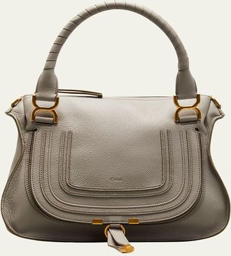 Chloé Marcie Medium Double Carry Satchel Bag in Grained Leather