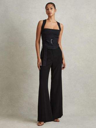 Reiss Callie Top Plain, Black Size: 14