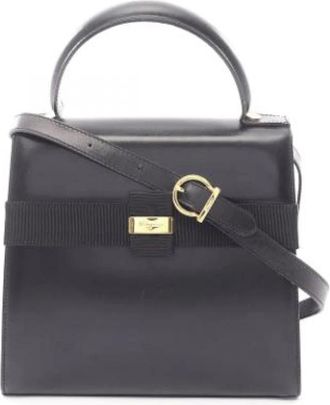 Ferragamo Pre-owned Handbags, female, Black, Size: ONE SIZE Pre-owned Leather Handbag