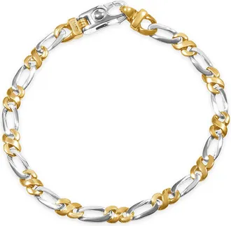 Pompeii3 Mens Figaro Link 14k Gold (14gram) or Platinum (23gram) 5.5mm Bracelet 8.5