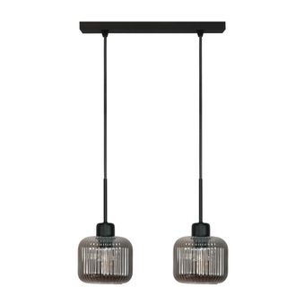 OEM L&aacute;mpara De Techo Colgante Negra Con Pantalla De Cristal Grafito Beka Grey 15-008