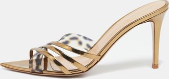 Gianvito Rossi Gold Pvc And Leather Elle Slide Sandals