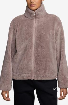 Nike Essential Faux Shearling Zip-Up Jacket in Malt/Sail at Nordstrom Rack, Size X-Large